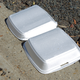 empty styrofoam litter on street